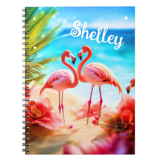 Personalisiert Flamingo Themed Notebook Notizblock (Vorderseite)