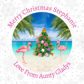 Personalisiert Flamingo Tropischer Weihnachtsbaum Geschenkpapier