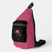 Personalisiert Flamingo Wine Drinker Novelty Crossbody Bag (Rechte Ecke)