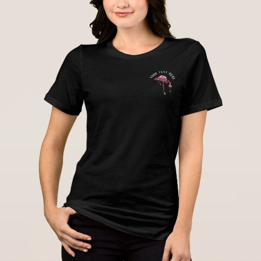 Personalisiert Flamingo Wine Drinker Novelty Gag Tri-Blend Shirt (Vorderseite)