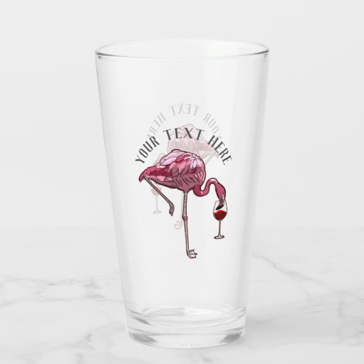 Personalisiert Flamingo Wine Drinker Novelty Glas (Rückseite)