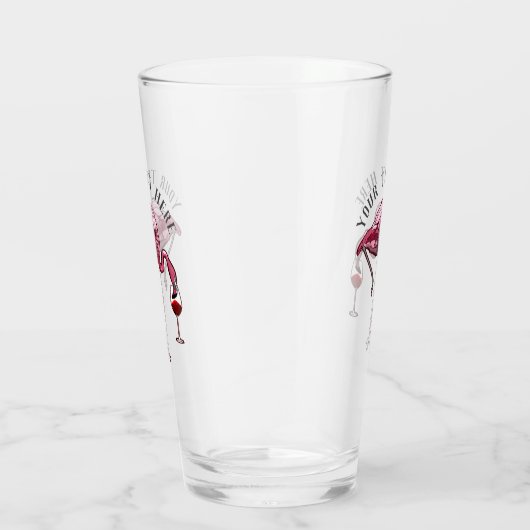Personalisiert Flamingo Wine Drinker Novelty Glas (Rechts)