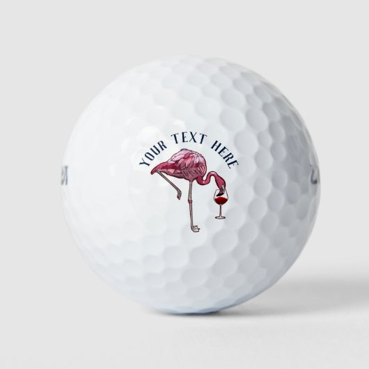 Personalisiert Flamingo Wine Drinker Novelty Golfball (Vorderseite)