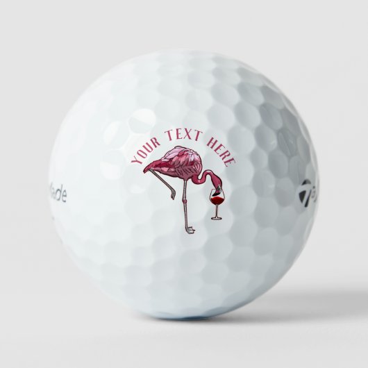 Personalisiert Flamingo Wine Drinker Novelty Golfball (Vorderseite)