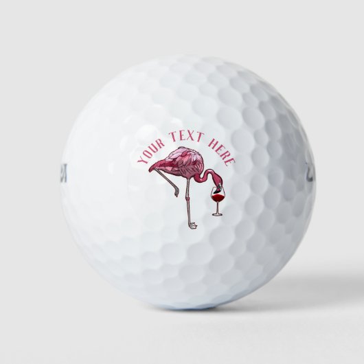 Personalisiert Flamingo Wine Drinker Novelty Golfball (Vorderseite)