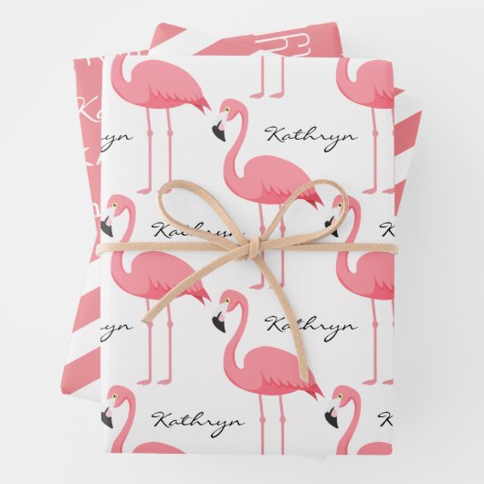 Personalisiert Flamingos Geschenkpapier Set (Beispiel)