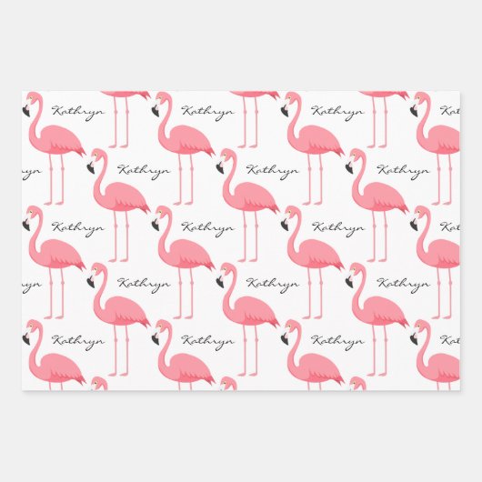 Personalisiert Flamingos Geschenkpapier Set (Vorderseite)