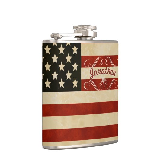 Personalisiert Flask American Vintag Flag Flachmann (Rechts)