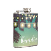 Personalisiert Flask Beach Sunset Palm Tree String Flachmann (Rechts)