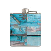Personalisiert Flask Blue Wood Barn Doot Boots Cou Flachmann (Rückseite)
