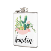Personalisiert Flask Bohemisch Cactus succulents D Flachmann (Links)