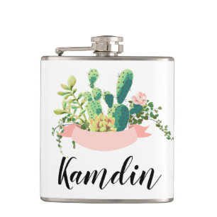 Personalisiert Flask Bohemisch Cactus succulents D Flachmann
