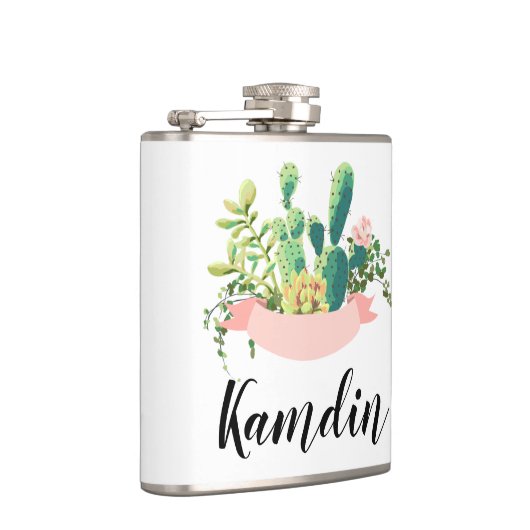 Personalisiert Flask Bohemisch Cactus succulents D Flachmann (Rechts)