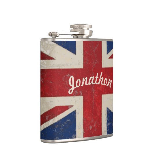 Personalisiert Flask UK Vintag Flag Flachmann (Rechts)