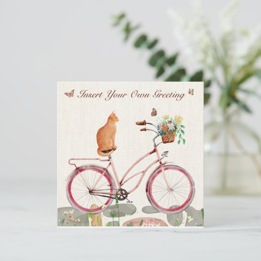 Personalisiert Flat Card Chat à Vélo (Stehend Vorderseite)