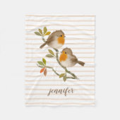 Personalisiert Fleece Blanket Englisch Robin Birds (Vorderseite)