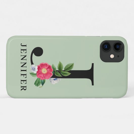 Personalisiert Floral Alphabet J Monogram Case-Mate iPhone Hülle (Rückseite (Horizontal))