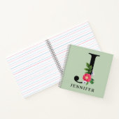 Personalisiert Floral Alphabet J Monogram Notizblock (Innenseite)