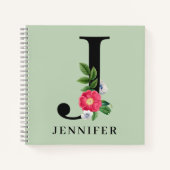 Personalisiert Floral Alphabet J Monogram Notizblock (Vorderseite)