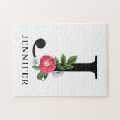 Personalisiert Floral Alphabet J Monogram Puzzle (Horizontal)