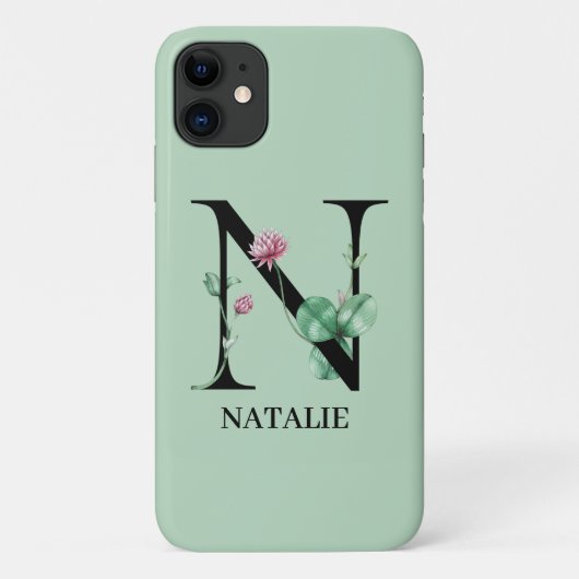 Personalisiert Floral Alphabet N Monogramm Case-Mate iPhone Hülle (Rückseite)