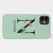Personalisiert Floral Alphabet N Monogramm Case-Mate iPhone Hülle (Rückseite (Horizontal))