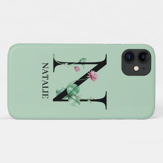 Personalisiert Floral Alphabet N Monogramm Case-Mate iPhone Hülle (Rückseite (Horizontal))