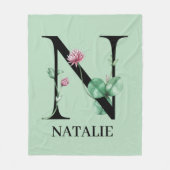 Personalisiert Floral Alphabet N Monogramm Fleecedecke (Vorderseite)