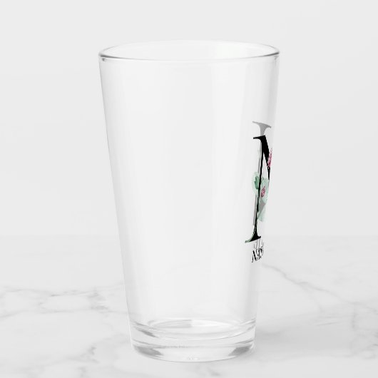 Personalisiert Floral Alphabet N Monogramm Glas (Rechts)