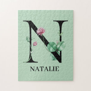 Personalisiert Floral Alphabet N Monogramm Puzzle