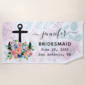 Personalisiert Floral Anchor Bachelorette Bridesma Strandtuch (Vorderseite)