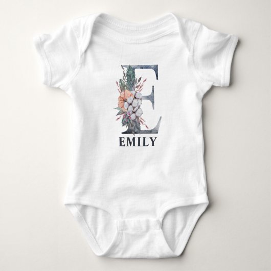 Personalisiert Floral Baby Girl Name Baby Initial  Baby Strampler (Vorderseite)
