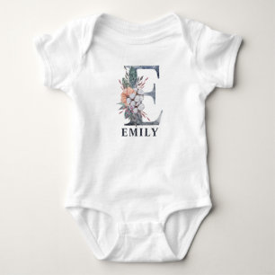 Personalisiert Floral Baby Girl Name Baby Initial Strampler