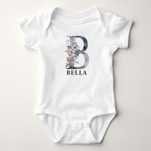 Personalisiert Floral Baby Girl Name Baby Initial Strampler