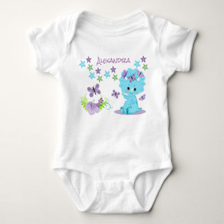 Personalisiert Floral Blue Baby Dinosaurier Baby Strampler