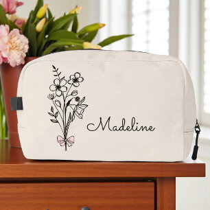 Personalisiert Floral Bridesmaid Beige Waschbeutel