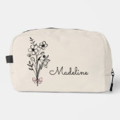 Personalisiert Floral Bridesmaid Beige Waschbeutel (Vorderseite)
