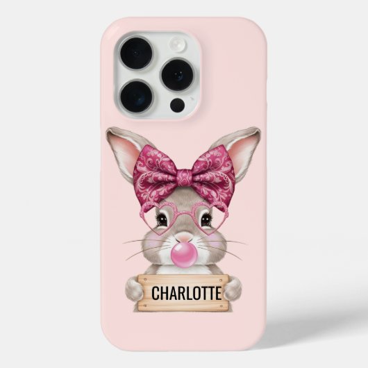 Personalisiert Floral Bunny iPhone Case (Rückseite)