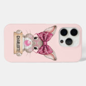 Personalisiert Floral Bunny iPhone Case (Rückseite (Horizontal))