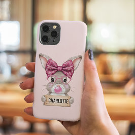 Personalisiert Floral Bunny iPhone Case