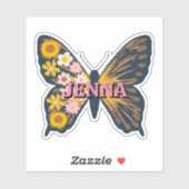 Personalisiert Floral Butterfly Vinyl Sticker (Blatt)