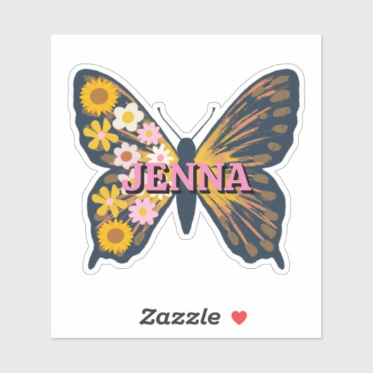 Personalisiert Floral Butterfly Vinyl Sticker (Blatt)