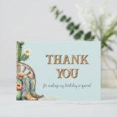 Personalisiert Floral Cactus Boots Theme Vielen Da Dankeskarte (Stehend Vorderseite)