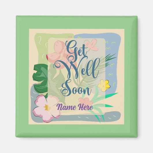 Personalisiert Floral Get Well Magnet (Vorne)