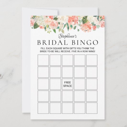Personalisiert Floral Medley Brautparty Bingo (Vorderseite)
