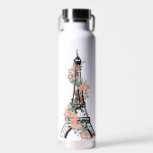 Personalisiert Floral Paris Eiffel Tower White Trinkflasche (Vorne)