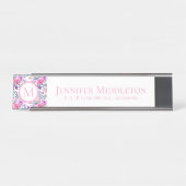 Personalisiert florrosa Monogramm Schreibtischnamensplakette (Vorderseite )