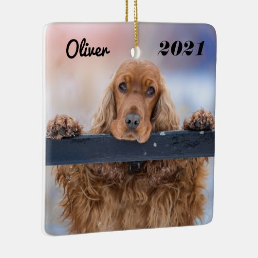 Personalisiert Fluffy Brown Cocker Spanel Dog Keramikornament (Rechts)