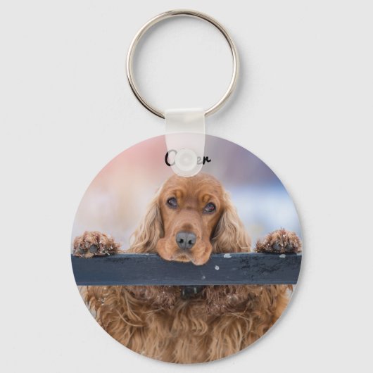 Personalisiert Fluffy Brown Cocker Spanel Dog Schlüsselanhänger (Vorderseite)