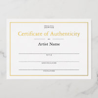 Personalisiert Foil Certificate of Authenticity Ar